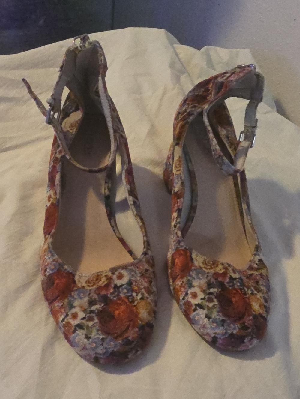 Abound Floral T-Strap Heels in Red, Purple and Yellow